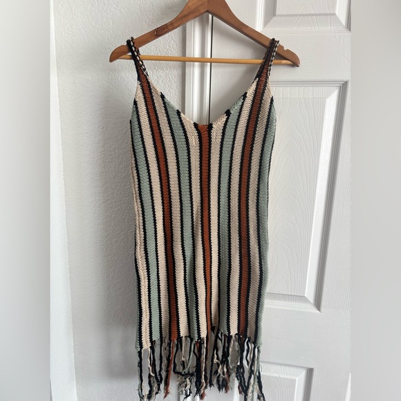Jenn Lee Dresses & Skirts - Jenn Lee Striped Fringe Beach  Knit Dress Size M/L